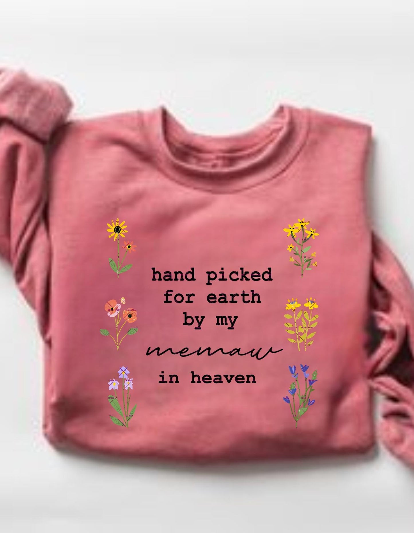 Hand Picked for Earth by My Great Memaw PNG, Memorial Grandma Gift Design, Floral Heaven Baby Quote, Sublimation for T-Shirts and Tumblers
