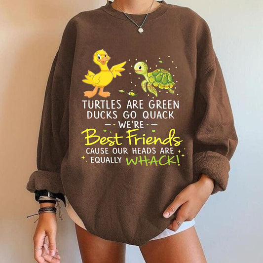 Gift for sister, Funny Best Friends Design, Friendship Quote,Turtles Are Green Ducks Go Quack PNG, Cute Animal PNG