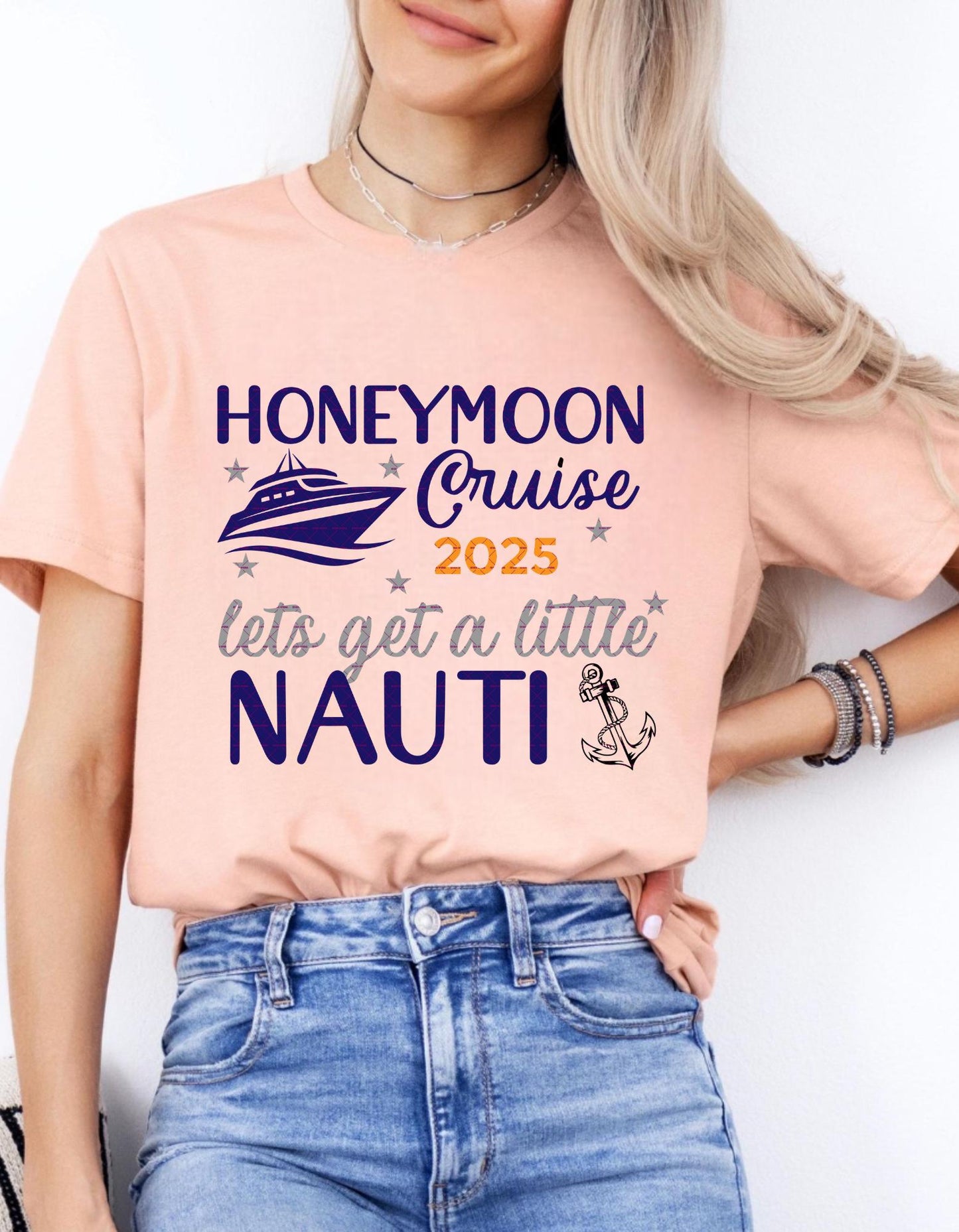 Honeymoon Cruise 2025 Svg, Let's Get a Little Nauti Png, Funny Nautical Couple Vacation, Newlywed Gift, Our First Cruise Party, 2025 Svg Png
