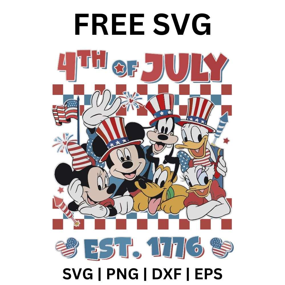 Mickey Mouse Est 1776 4th of July Collage SVG Free