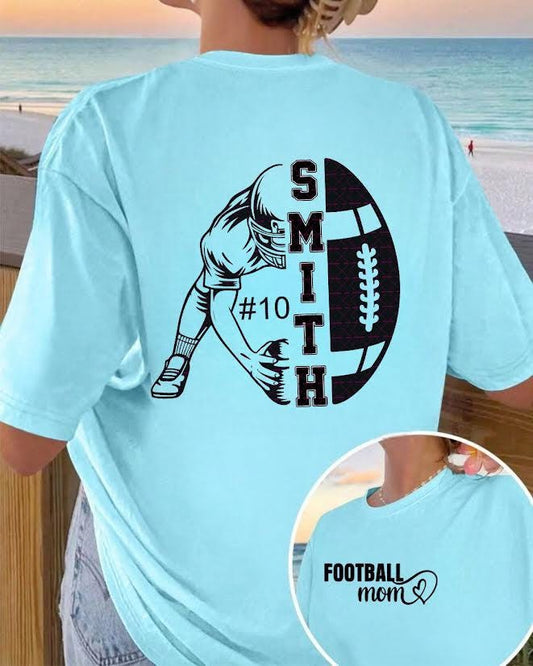 Personalized Player Name Number Football Design, Sports Mom Sublimation, Game Day Team Spirit, Custom nameCustom Football Mom Shirt PNG,