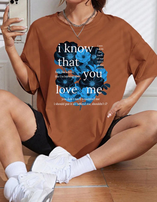 Aesthetic Blue Floral Sad Love Quote Png, Love quote png, Valentine shirt design, I know that you love me Png, Romantic quote Png Girls png