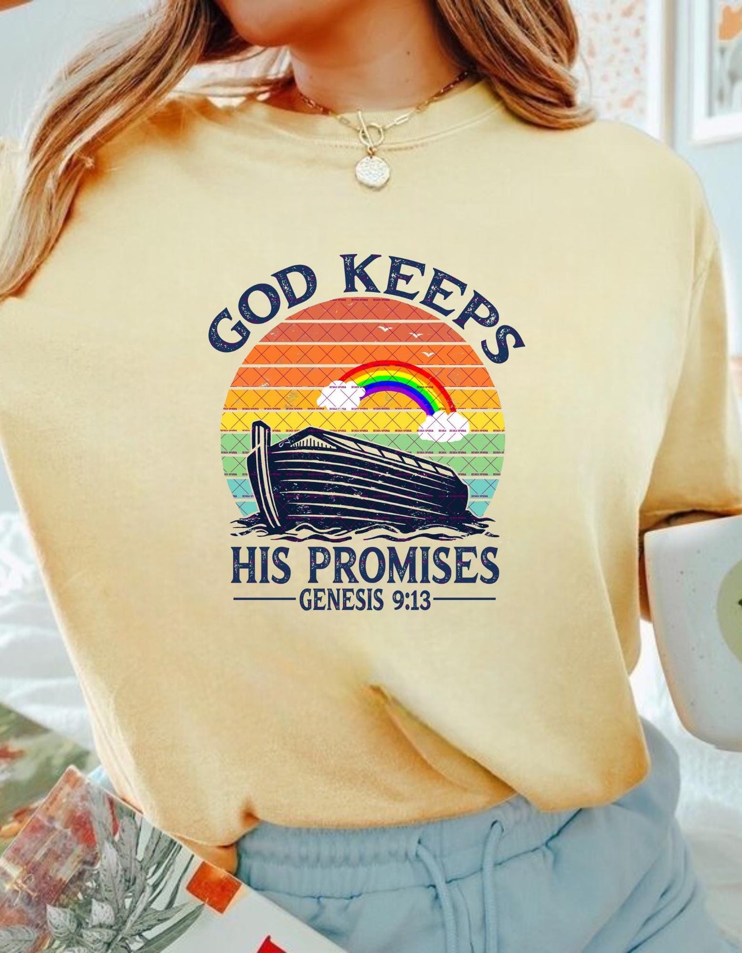 Noah's Ark Rainbow Genesis 9:13 Bible Verse, God Keeps His Promises, Christian Shirt Png, DIGITAL DOWNLOAD, Sublimation