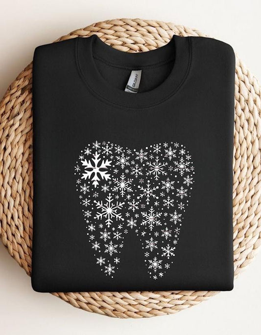 Dental Snowflake Tooth Sweatshirt design, Winter Hygienist Shirt, Cute Dental Holiday Top, Christmas Gift, Christmas Dentist Sweater ideas