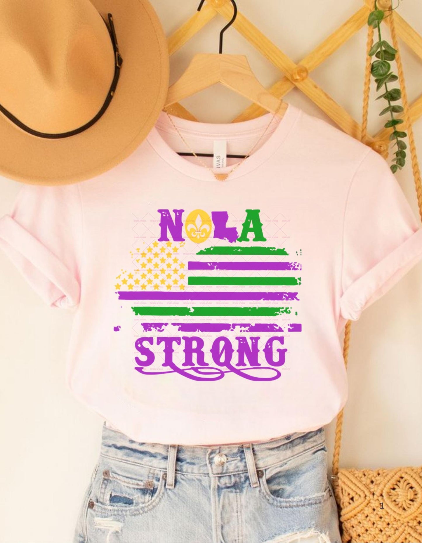 NOLA Strong American Flag SVG, Mardi Gras and New Orleans Pride Digital Download ,Purple, Green, Gold Patriotic Design, Custom order request