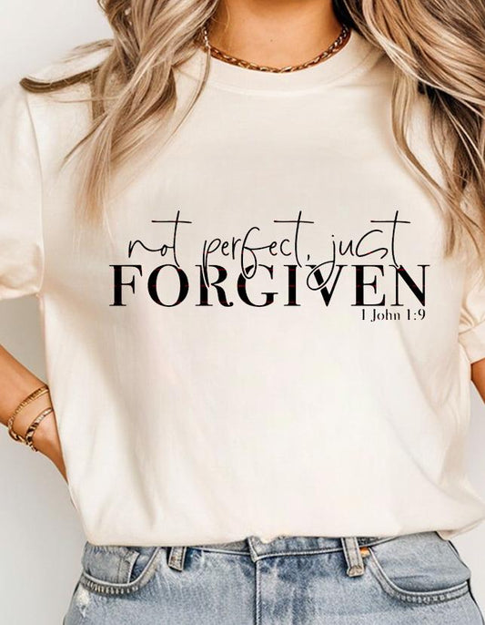 Bible Verse 1 John 1:9 Tee,Not Perfect Just Forgiven Christian Shirt Svg file, Faith Quote SVG PNG, Religious Jesus Shirt