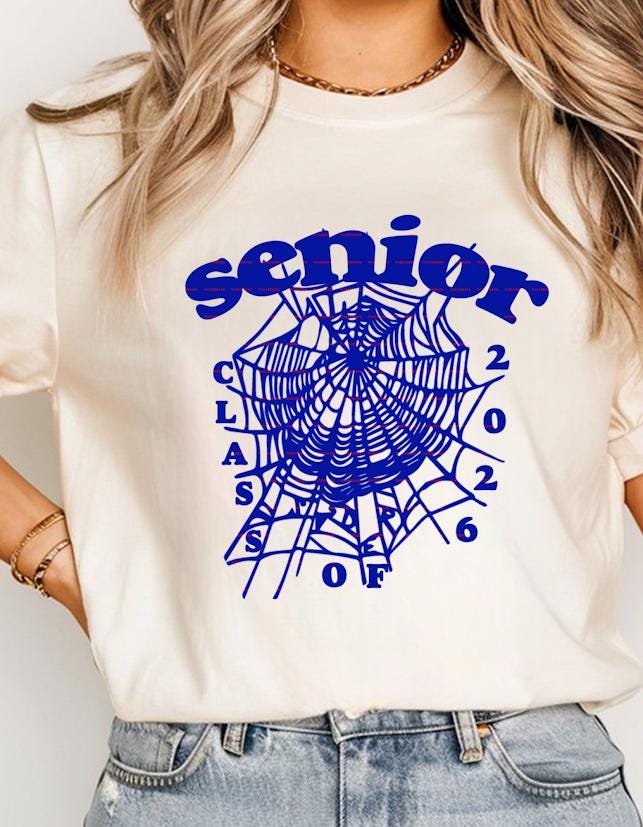 Senior Class of 2026 Shirt design, Retro Spider Web Senior Tee, Graduation Gift for Senior 2026 Png file, Trendy Class of 2026 Graphic Shirt
