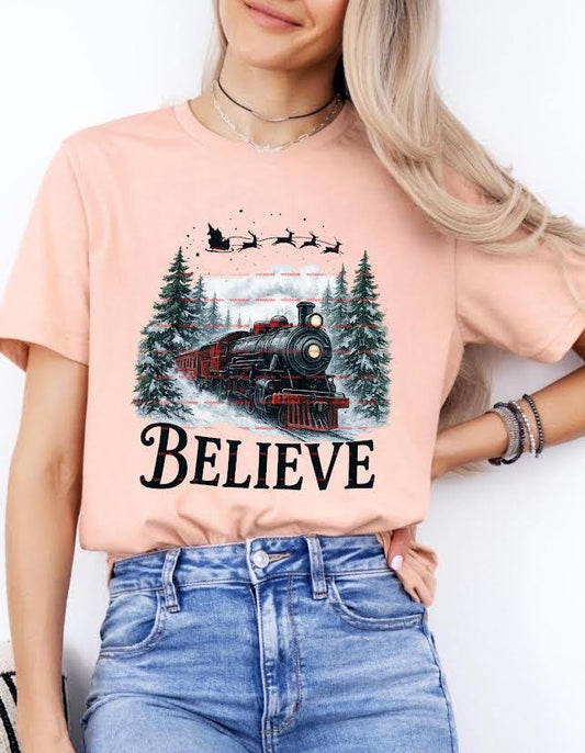 Believe Christmas Train Png, Polar Express Christmas, Santa Sleigh Believe Tee, Holiday Train, Winter Wonderland Png, Christmas Gift Idea