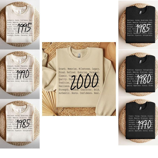Vintage Birth Year 1970s 1980s Retro Aesthetic Sweatshirt, Classic Year Design, Timeless Birthday Gift for Men Women, Year of being awesome