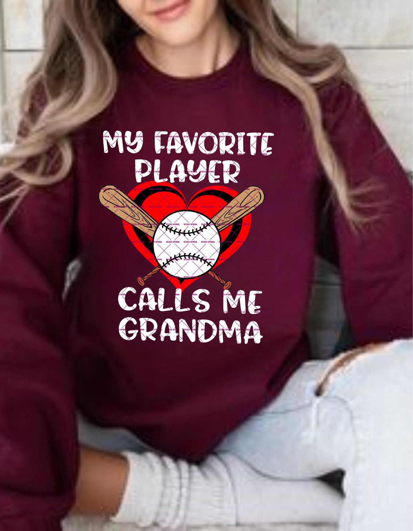 My Favorite Player Calls Me Grandma Baseball,Baseball Heart, Baseball Grandma Cute Game Day Sublimation Design Mothers Day Png Heart Mothers