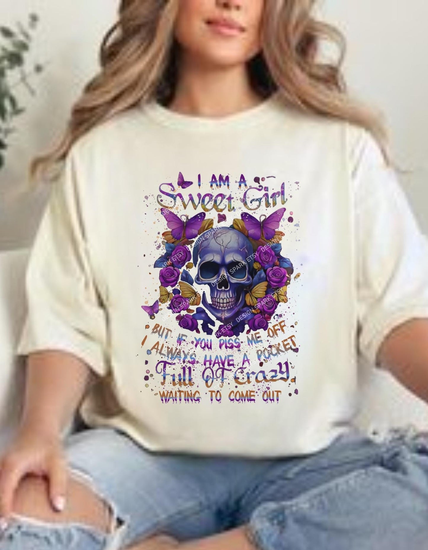 Sweet Girl Skull Png, Gothic Butterfly Skull, Floral Skull Png, Dark Aesthetic Women png, Crazy Girl Funny Quote, Rose png, Girl Skull png