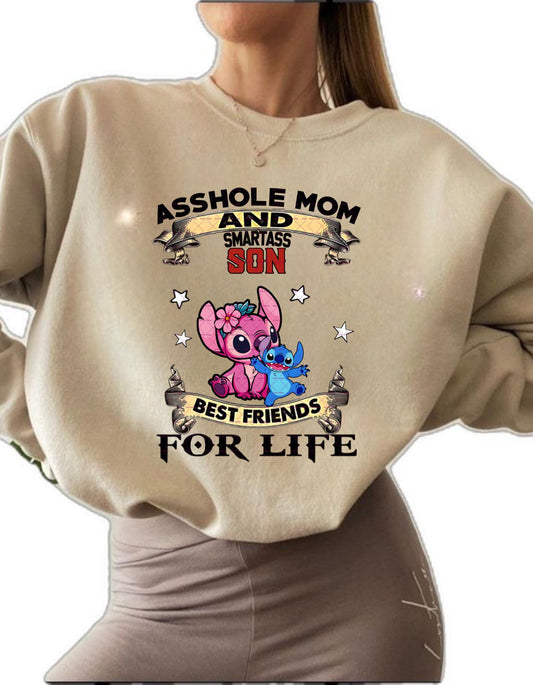 Bestfriend for life Png file, Asshole Mom And Smartass Son Stitch PNG File, School kids design, Stitch Png, Stickers wall art, Cartoon