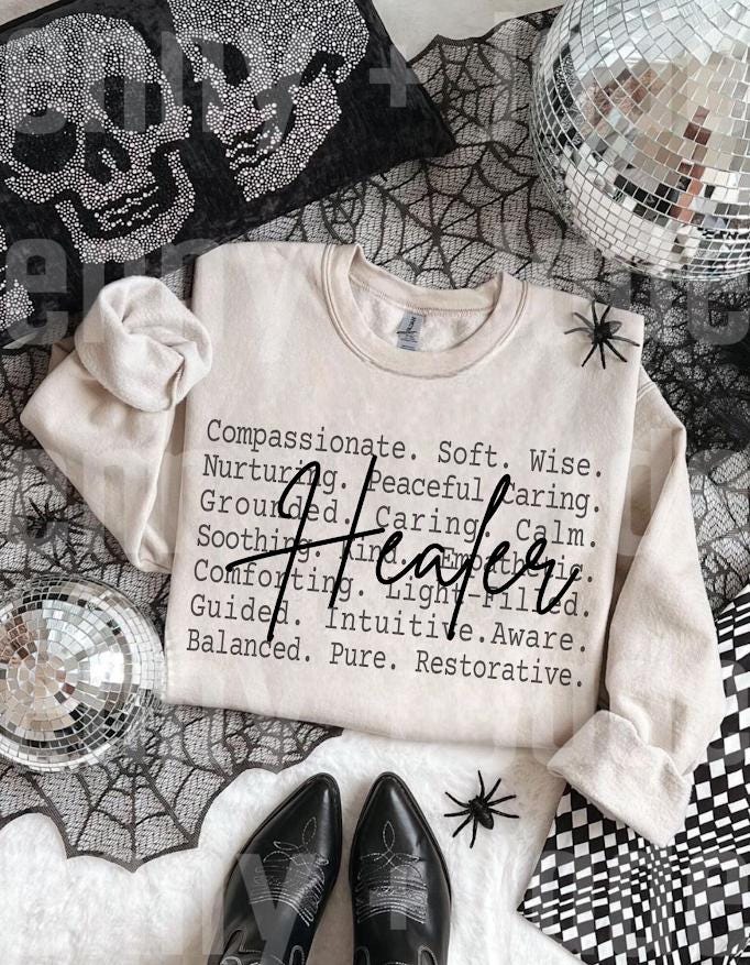 Healer Aesthetic Text Shirt Png file, Compassionate Calm Energy Tee design, Mindful Spiritual Words Design, Soft Healing Vibes Minimal Quote