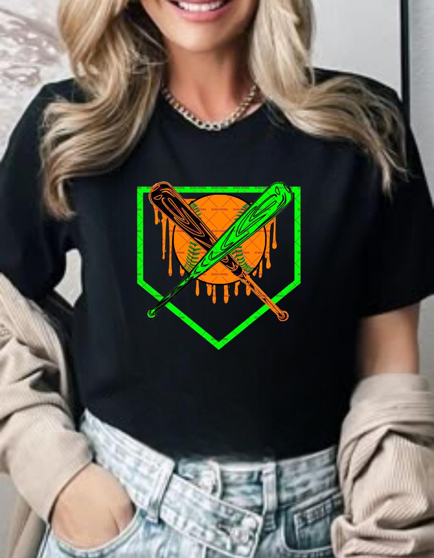 Dripping Baseball Art,Cool Baseball Player Tee design,Neon Baseball Png, Retro Baseball Bat Design Softball Sports Fan Gift for her, Champ