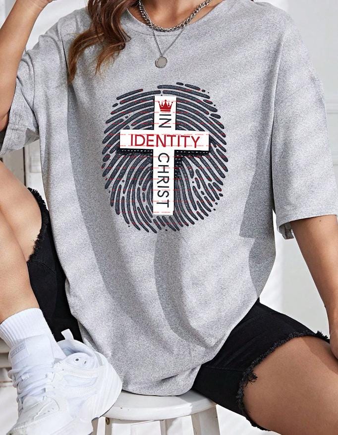 Identity In Christ Shirt design Png file, Christian Faith T-Shirt, Fingerprint Cross Design, Religious Jesus Shirt, Bible Verse Inspired Tee