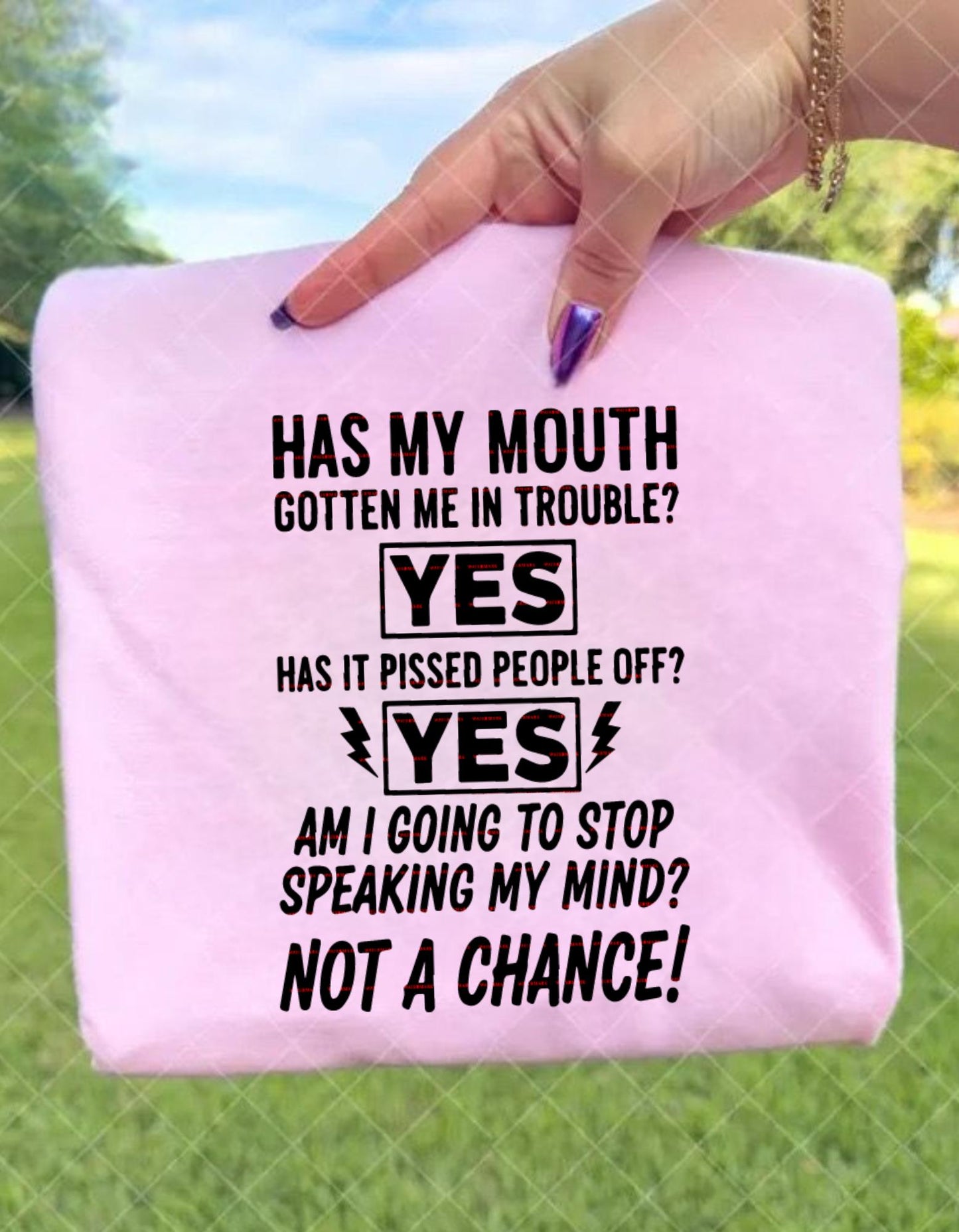 Has My Mouth Gotten Me In Trouble Shirt PNG, Sarcastic Quote Sublimation, Funny Adult Humor PNG, Speak My Mind Shirt Design, SVG Download