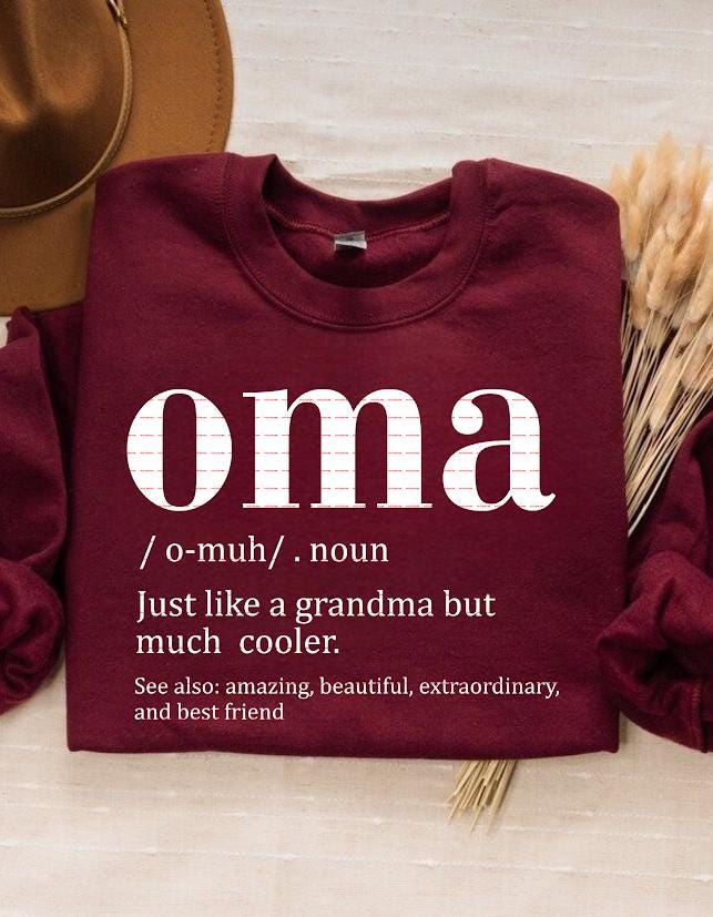 Oma Definition SVG, Just Like a Grandma But Cooler Shirt Design, Funny Oma Sweatshirt, Gift for Grandma, Oma Typography Png, Sublimation