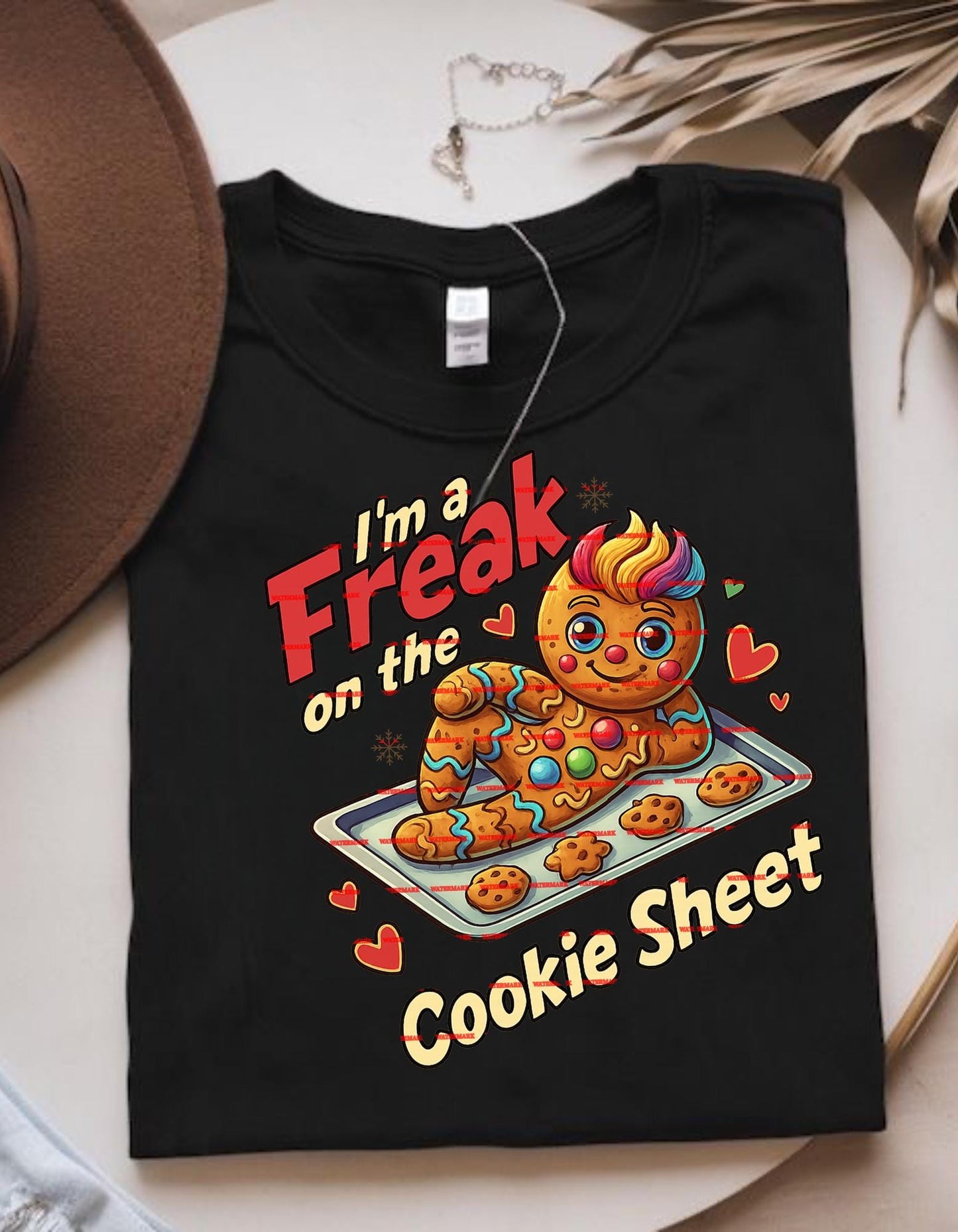 Funny Gingerbread Christmas Shirt design, I’m a Freak on the Cookie Sheet Holiday Baking Humor Tee Cute Gingerbread Man Cookie Lover Gift