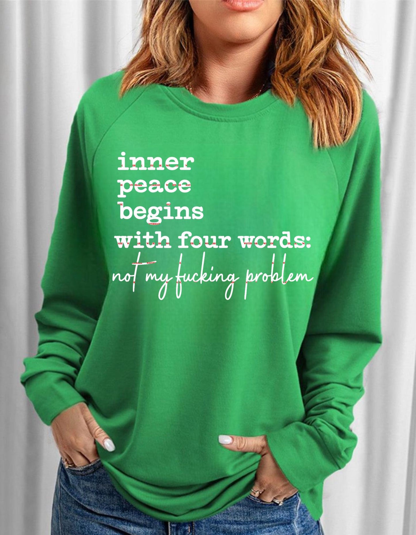 Inner Peace Begins With Four Words PNG, Not My F*cking Problem Hoodie Design, Sarcastic Quote, Dark Humor Goth Sublimation, Funny, Attitude