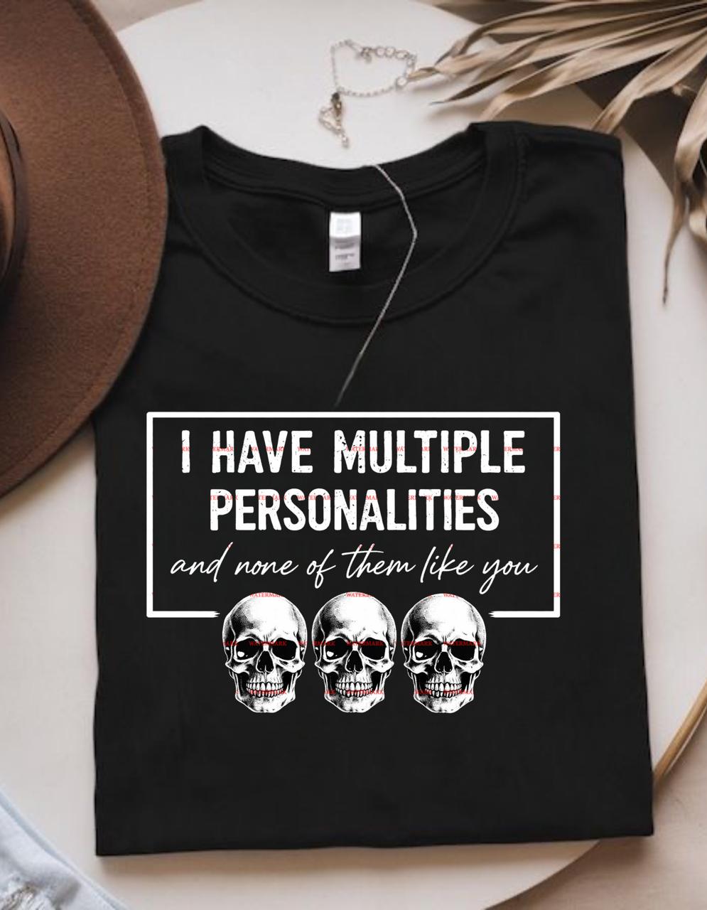 I Have Multiple Personalities PNG Design, Funny Sarcastic Quote with Skulls, Gothic Humor Graphic, Dark Aesthetic Digital Art, Funny designs
