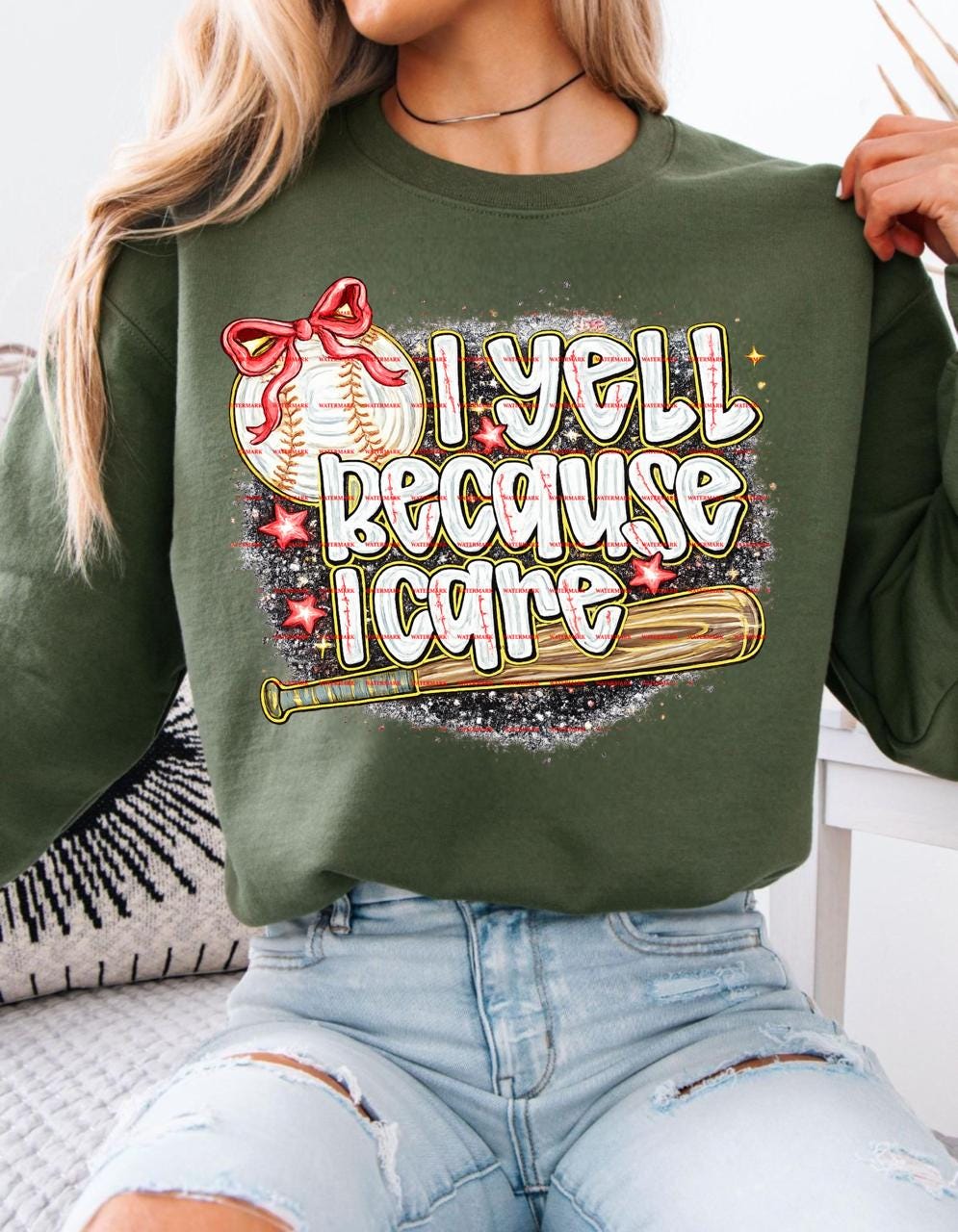 Game day shirt,Sports Quote Softball Mom Shirt Png,I Yell Because I Care PNG Funny Baseball Mom Design, Sublimation PNG Digital Download,