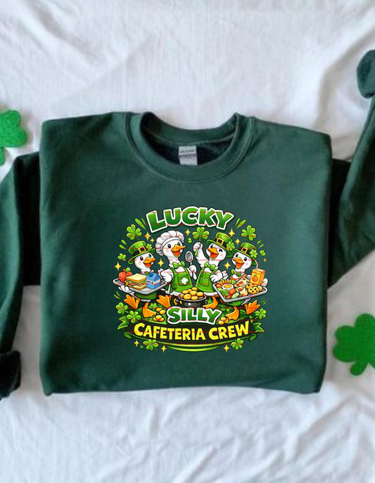 Lucky Silly Cafeteria Crew PNG, St Patricks Day School Staff Shirt Design, Funny Lunch Lady Graphic, Teacher Sublimation Digital Download