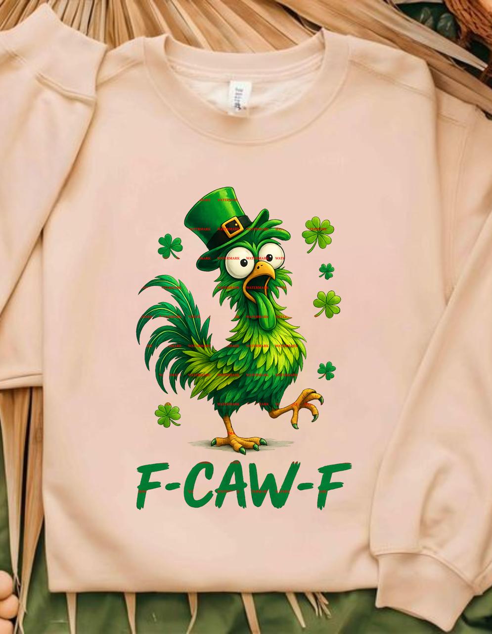 Funny St Patrick’s Day Chicken PNG, F-Caw-F Irish Rooster Png, Green Chicken Shamrock Design, St Paddy Sublimation, Funny Png file, F*ck off