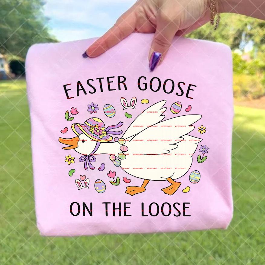 Easter Goose On The Loose Shirt Png file, Cute Easter Bunny Hat,Toddler Easter Outfit, Easter sublimation