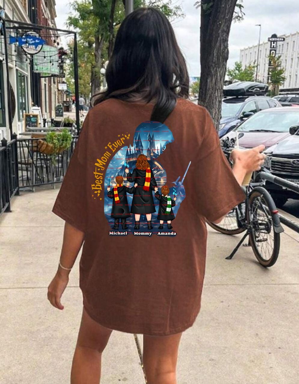Best Mom Ever Shirt Png, Personalized Magical Mom Shirt, Custom Kids Name Fantasy Castle Tee, Book Lover Mom Gift, Mother’s Day Shirt