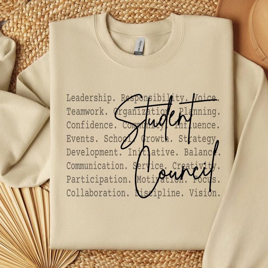 Student Council PNG Design, School Leadership Team Sublimation Graphic, Class President Shirt Digital Download Print File