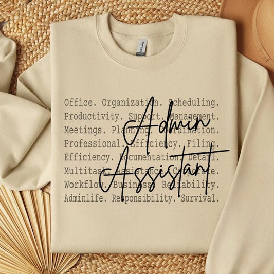 Admin Assistant PNG, Sublimation Design, Digital Download, Shirt Print Work Office Quote Funny Career Graphic Gift