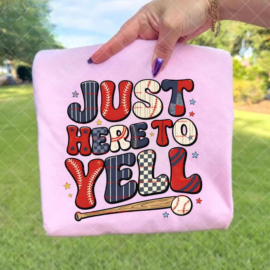 Sports Fan Tee, Funny Baseball Mom Tee,,Just Here To Yell Shirt design Png, Game Day Baseball Shirt, Baseball Lover Gift
