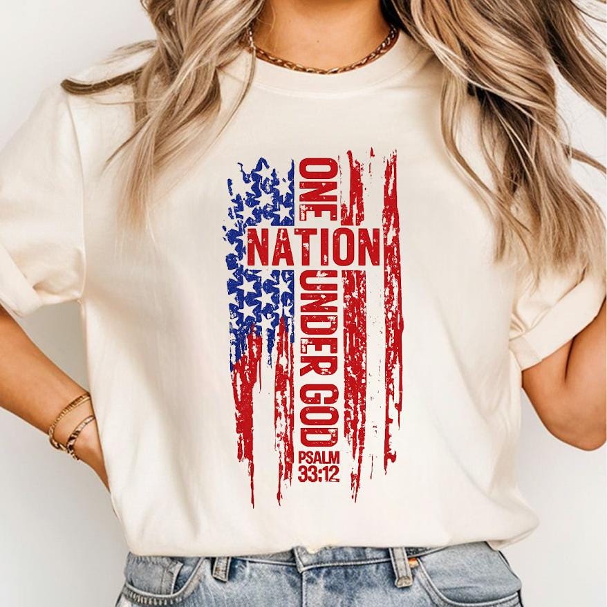 One Nation Under God Png file, Psalm 33:12, Christian Patriotic Tee, Faith png, USA Religious Independence Day Shirt, Christian USA Gift