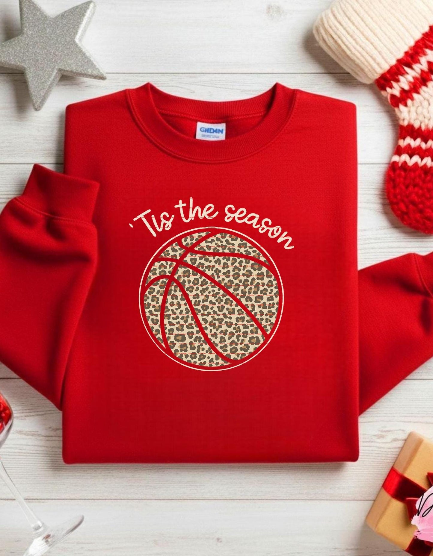 Holiday Game Day,Sports Mom Tee, Tis The Season Leopard Basketball Shirt design,Trendy Basketball Player Gift for mom, Sports Png file