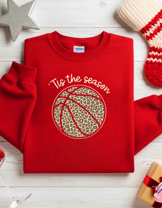 Holiday Game Day,Sports Mom Tee, Tis The Season Leopard Basketball Shirt design,Trendy Basketball Player Gift for mom, Sports Png file