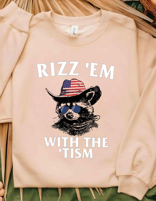 Cowboy Png, Vintage designs, Funny Cowboy cowgirl Png file, Rizz 'Em With The Tism PNG, American flag png, Gift for her, Retro Raccoon