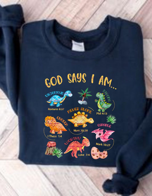 Christian Dinosaur PNG, Verse Png, God Say I Am Bible Verse Clipart, Religious Png, Christian Shirt Design, God says you are, Religious Gift,