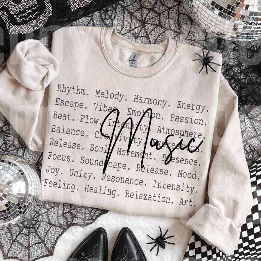 Music Shirt, Music Lover Typography Tee, Aesthetic Music Text Shirt, Melody Rhythm Sound Design, Songs lover, Listner, Motivator, Motivation