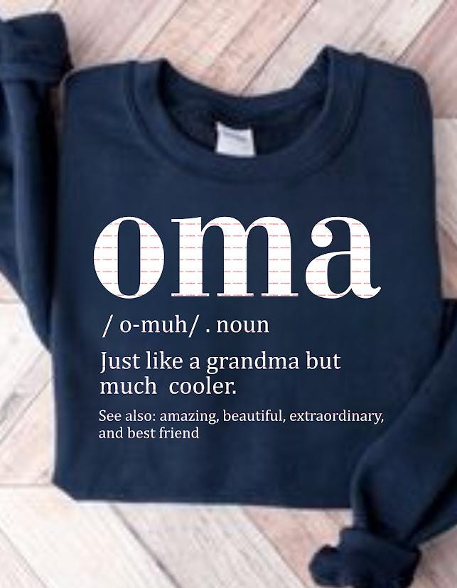 Oma Definition SVG, Just Like a Grandma But Cooler Shirt Design, Funny Oma Sweatshirt, Gift for Grandma, Oma Quote Typography Png, Mama gift