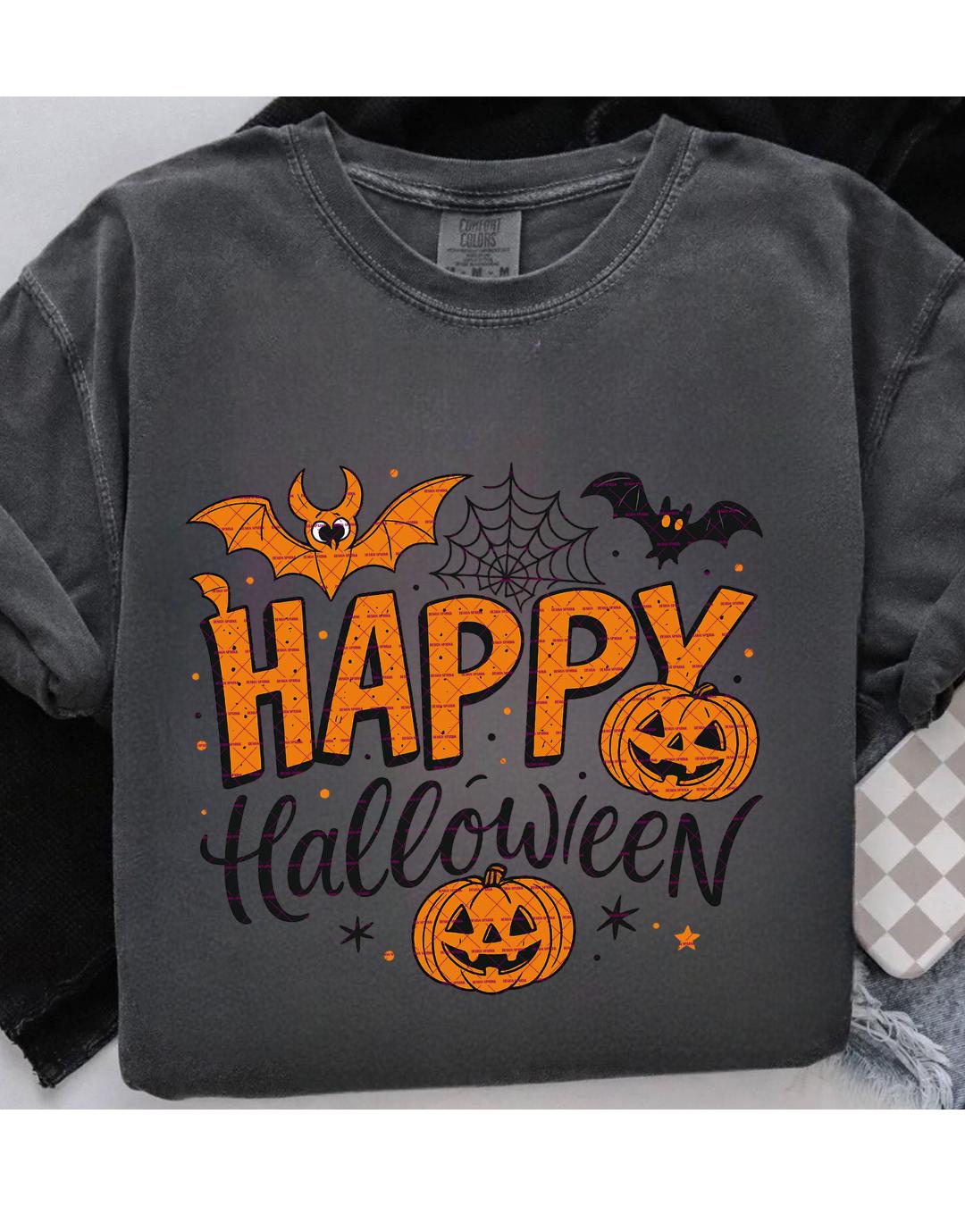 Happy Halloween PNG, Cute Pumpkin Bat Halloween Sublimation Design, Fall Shirt Png, Funny Halloween Shirt PNG, 2025 Halloween sweatshirt Png