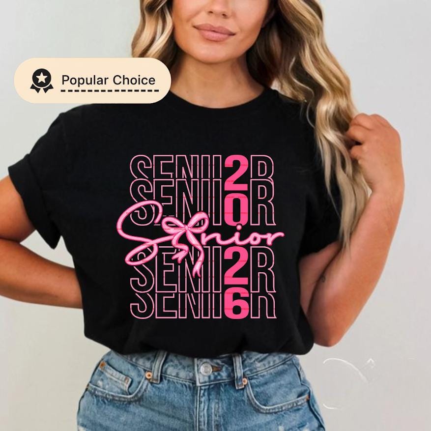 Senior 2026 Shirt Design, Class of 2026, Pink Senior Graduation PNG, High School Senior Girl Shirt, Senior Bow, Graduation 2026 Cricut File