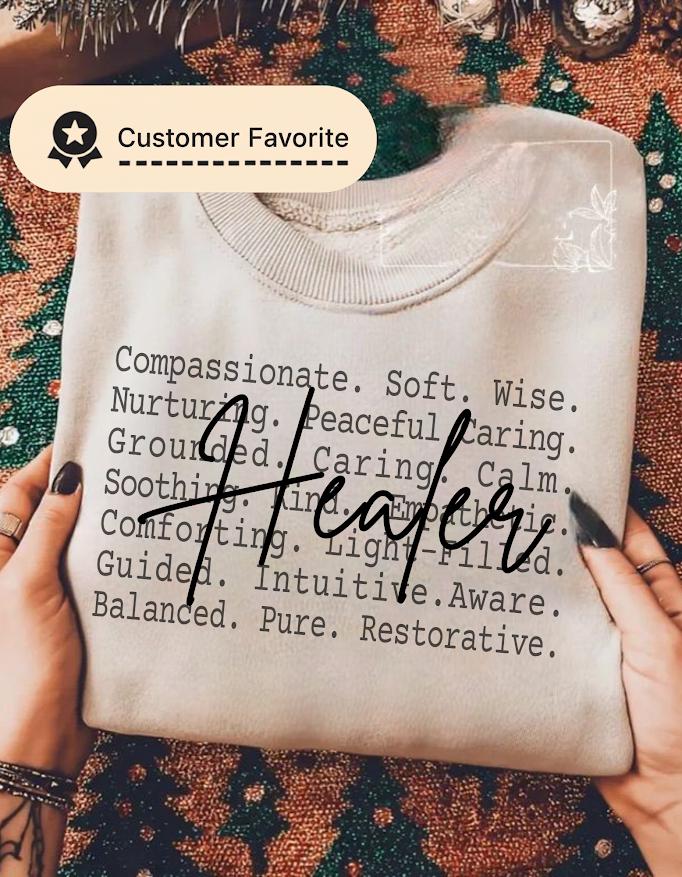 Healer Aesthetic Text Shirt Png file, Compassionate Calm Energy Tee design, Mindful Spiritual Words Design, Soft Healing Vibes Minimal Quote
