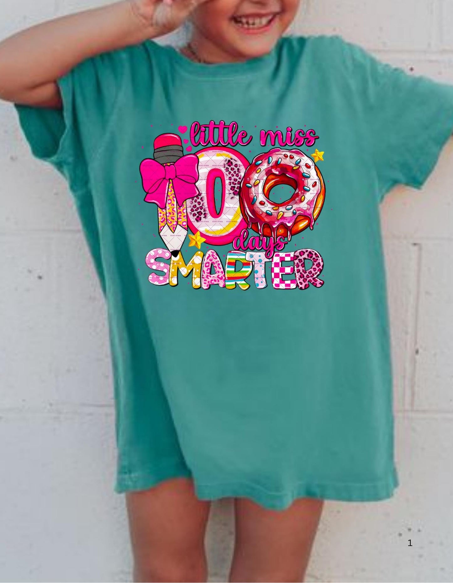 School Teacher Png,100 Days of School Png, Little miss  100 days smarter Png, School Png, Donut Pencil png, Easter Gift for her, Kids png