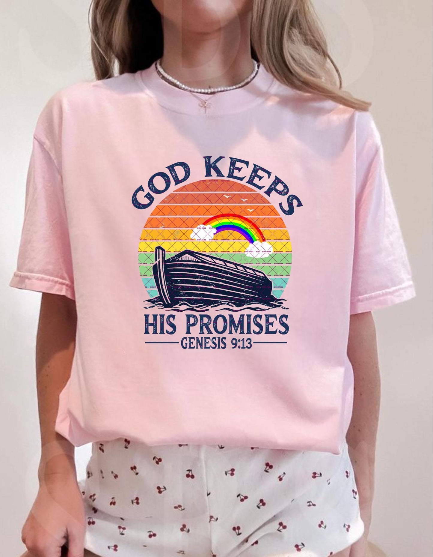 Noah's Ark Rainbow Genesis 9:13 Bible Verse, God Keeps His Promises, Christian Shirt Png, DIGITAL DOWNLOAD, Sublimation