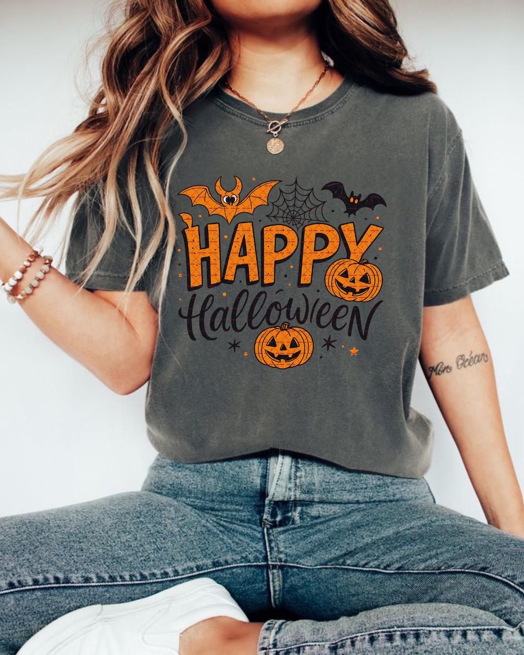 Happy Halloween PNG, Cute Pumpkin Bat Halloween Sublimation Design, Fall Shirt Png, Funny Halloween Shirt PNG, 2025 Halloween sweatshirt Png