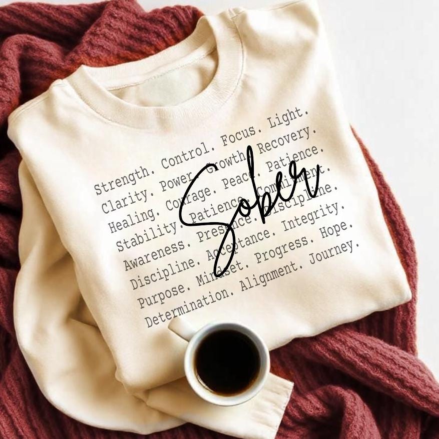 Sober Shirt png design, Recovery Motivation Typography Tee, Sobriety Awareness Text Shirt, Clean Living Minimal Design, Everyday wear png