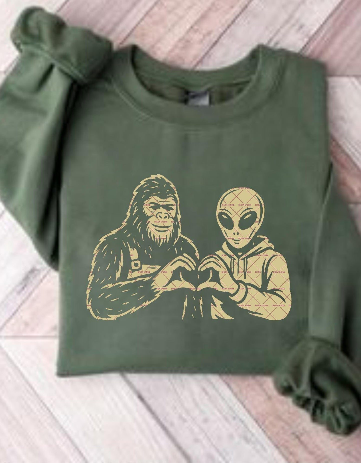Cryptid Funny Friend Shirt Png, Alien Heart Hands and Bigfoot Svg Png file, School Stickers, Cartoon Svg file, Png file