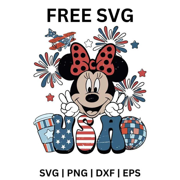 Minnie 4th of July SVG Free | Fireworks and Bow Clipart for Cricut & Silhouette