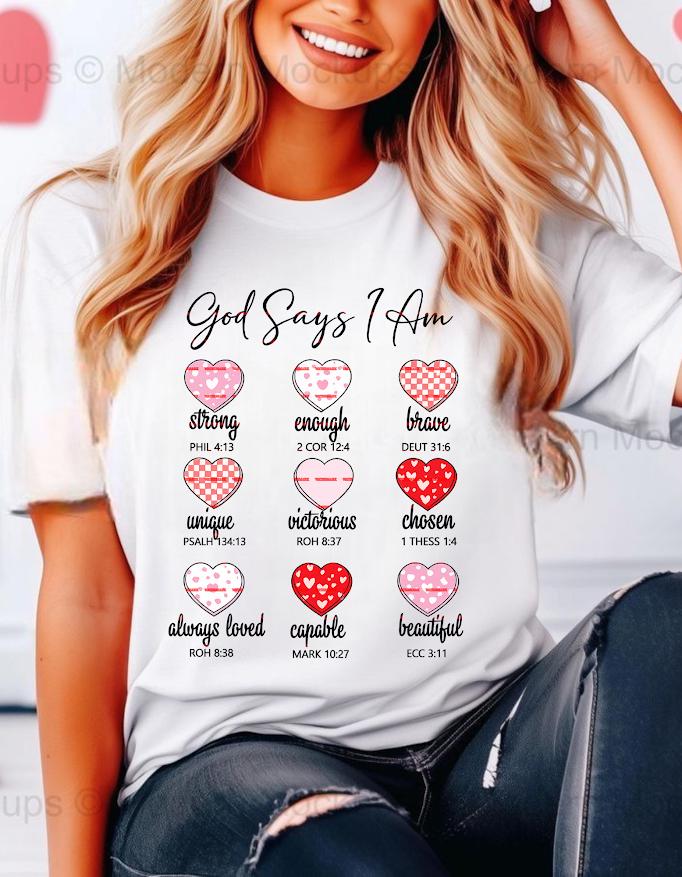 God Says I Am, Girls shirt design, God Say Shirt Png, Girls Bible Verse Shirt, Girls Christian Shirt, Religious Png, Scripture Inspirational