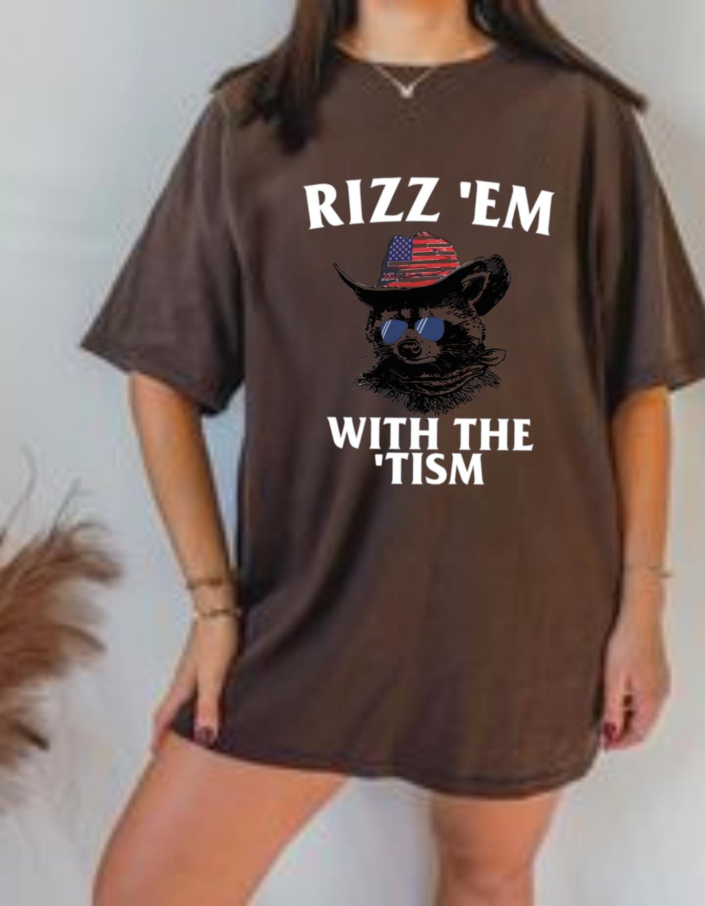 Cowboy Png, Vintage designs, Funny Cowboy cowgirl Png file, Rizz 'Em With The Tism PNG, American flag png, Gift for her, Retro Raccoon